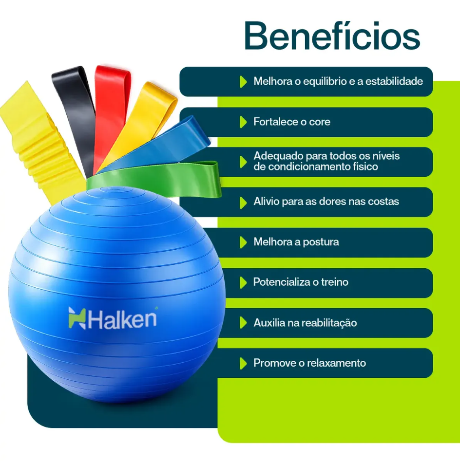 Benefícios da bola inflável e elásticos do kit