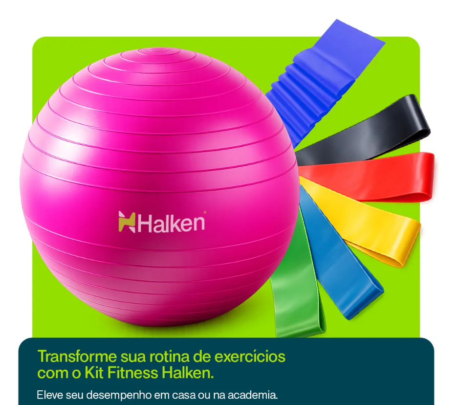 Kit Fitness Halken: bola inflável e elásticos de resistência